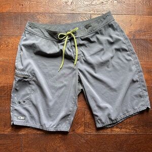 Outdoor Research Men's Gray Board Shorts Lightweight Size 38 Drawstring